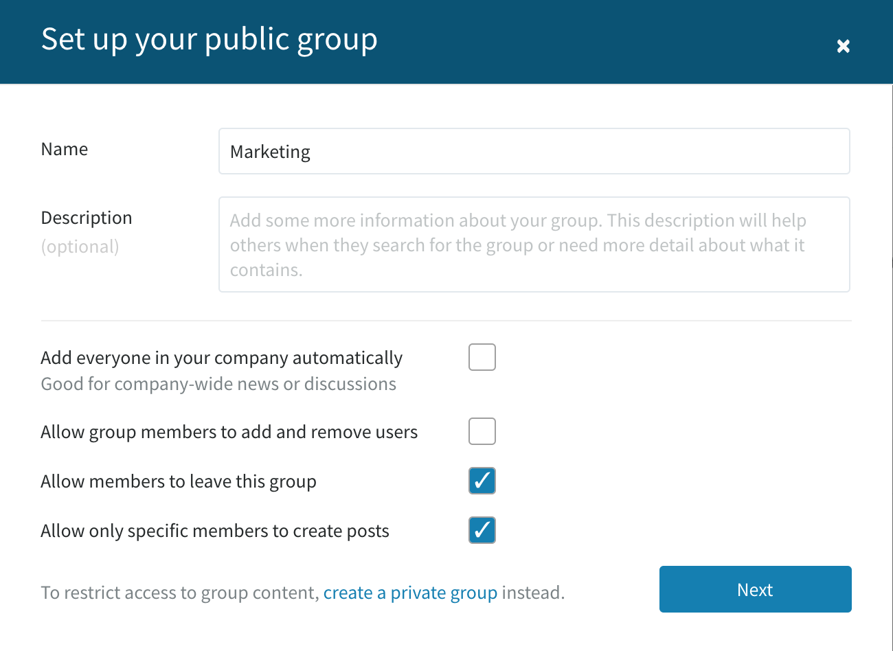 New Options For Groups Selected Post Creators And Restrict Leave Group
